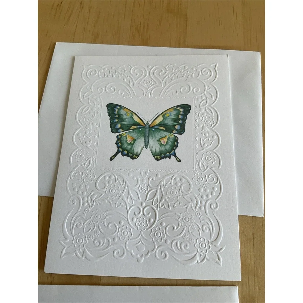 Current USA‎ Embossed 4 Butterflies Greeting Card Within Envelopes Blank